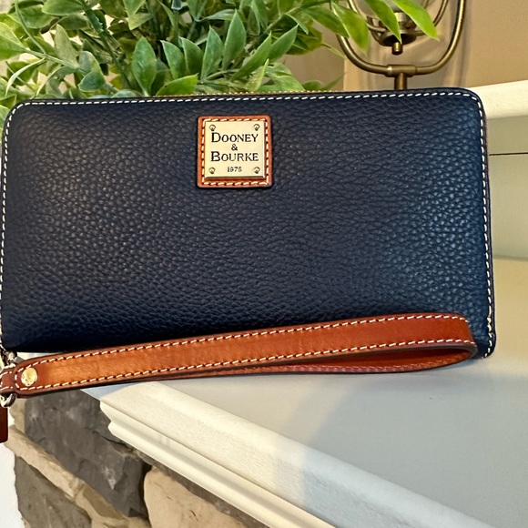 Dooney & Bourke Handbags - Dooney Pebble Grain Zip around Wallet- Blue